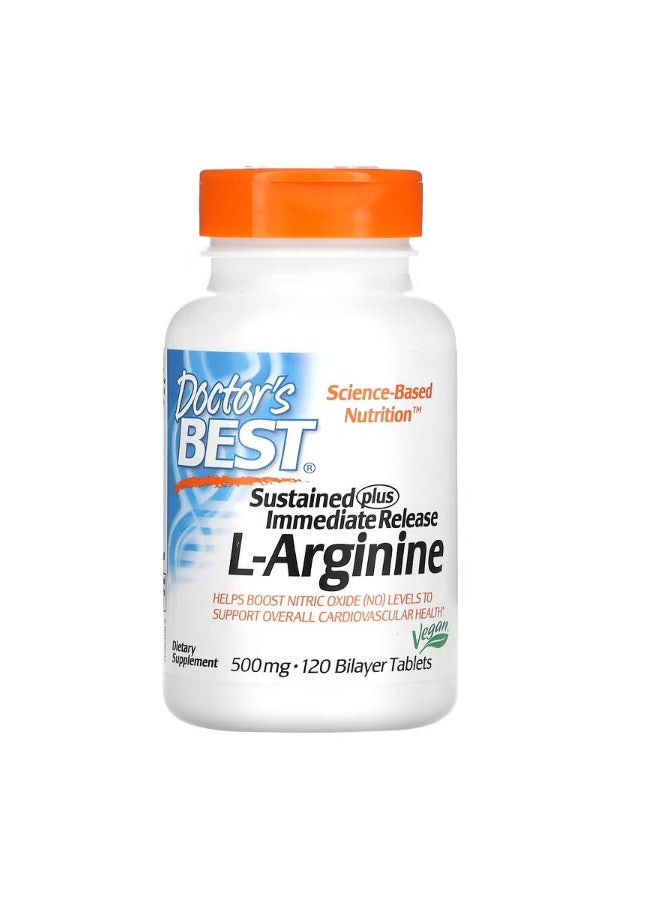 Sustained Plus Immediate Release LArginine 500 mg 120 Bilayer Tablets