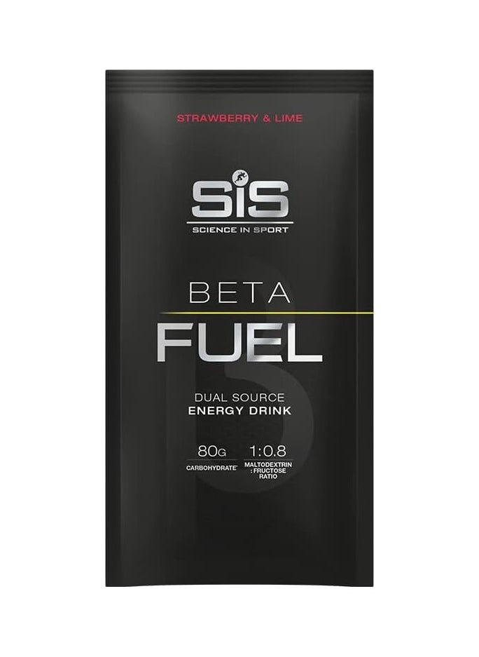 Beta Fuel Dual Source Energy Drink, Strawberry and Lime, 80g Carbohydrate 1:0.8 Maltodextrin: Fructose ratio (15 Pack)