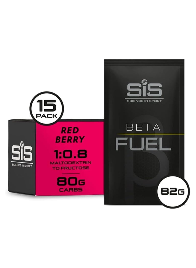 Beta Fuel Dual Source Energy Drink, Red Berry, 80g Carbohydrate 1:0.0 Maltodextrin: Fructose ratio (15 Pack)