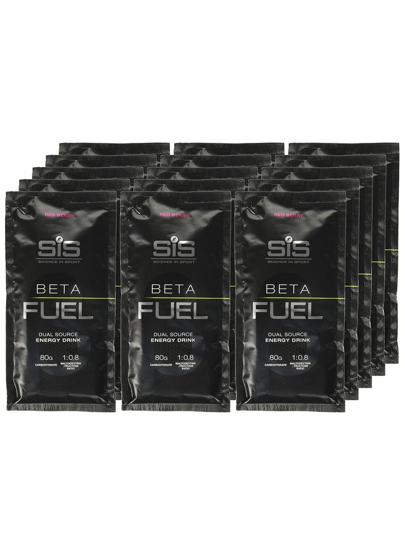 Beta Fuel Dual Source Energy Drink, Red Berry, 80g Carbohydrate 1:0.0 Maltodextrin: Fructose ratio (15 Pack)