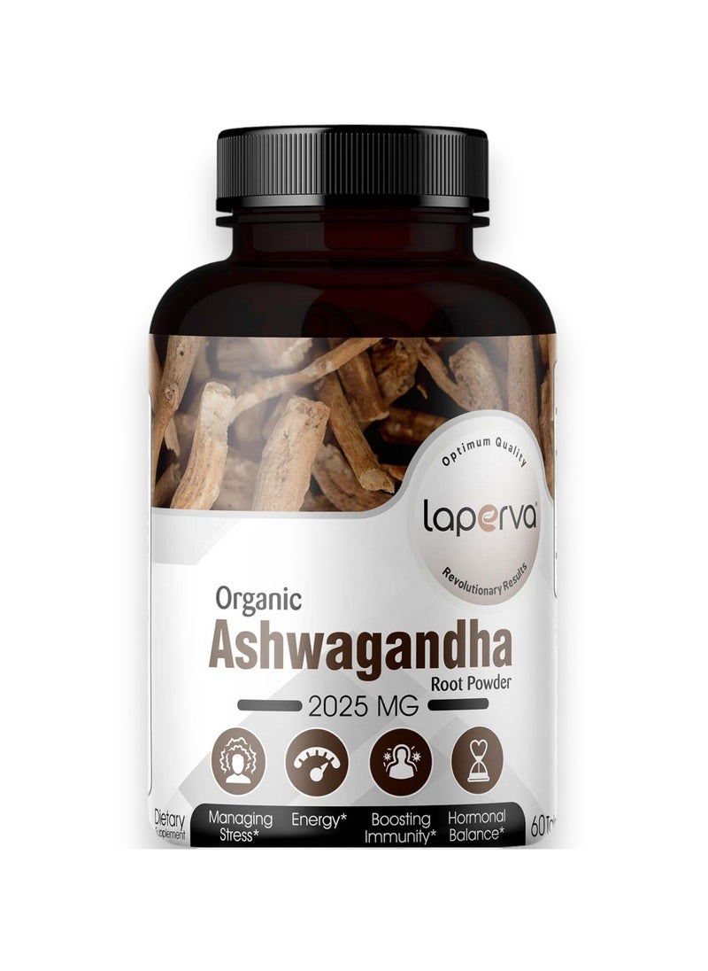 Organic Ashwagandha Root Powder, 2025mg, 60 Tablets