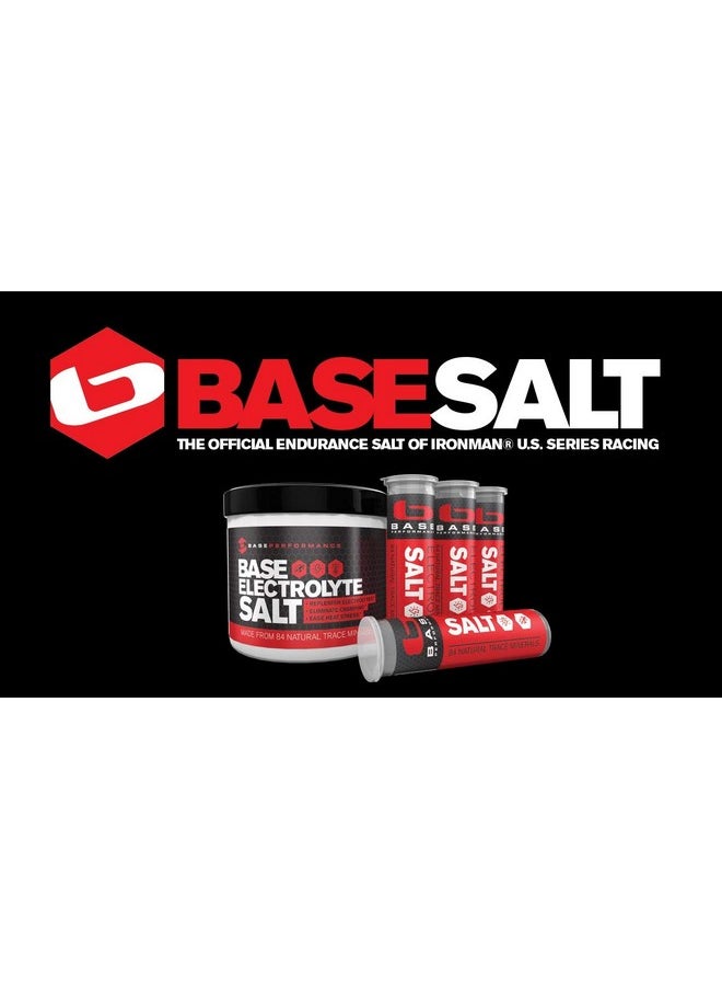 BASE Performance electrolyte salt, 226 Servings tub with 3 refillable race vials.