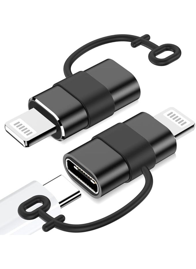 USB C to Lightning Adapter-2 Pack, 27W PD Fast Charging for iPhone 14/13/12/11,for iPad Pro/Air/Mini,for AirPods,Support Data Sync,Not for Headphone/Audio/OTG,with Anti-Lost Loop, Black