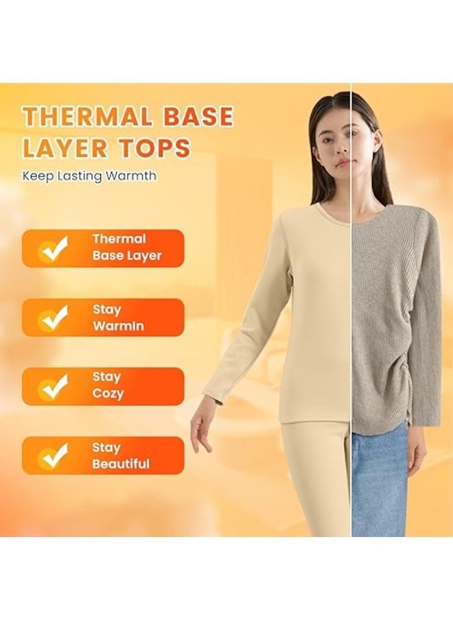 Women's Thermal Underwear Set Long Johns Women's Wool Silk Thermal Underwear Base Pajamas Set Cold Weather