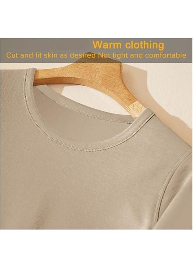 Women's Thermal Underwear Set, Round Neck Thermal Underwear Long Johns Women's Wool Silk Thermal Underwear Base Pajamas Set, Cold Weather