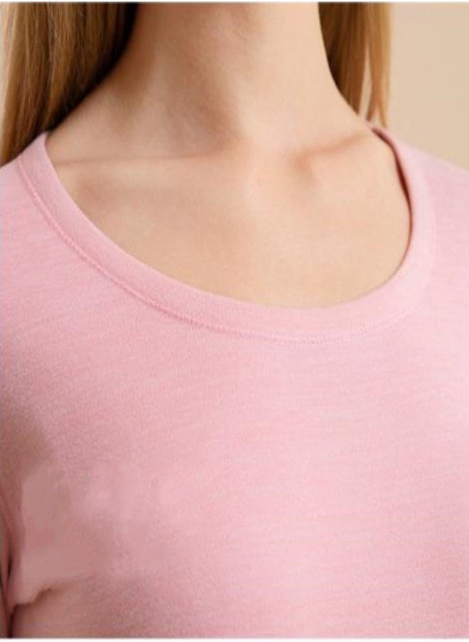Women's Thermal Underwear Set, Round Neck Thermal Underwear Long Johns Women's Wool Silk Thermal Underwear Base Pajamas Set, Cold Weather 2XL