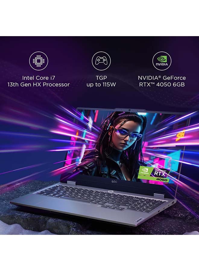 LOQ 15 (Upgraded Version) Laptop With 15.6-Inch Display, Core i7-13650HX Processor/16GB RAM/512GB SSD/6GB Nvidia Geforce RTX 4050 Graphics Card/Windows 11 Home + Lenovo LOQ M100 RGB Mouse English Luna Grey