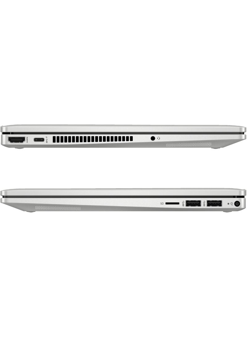 Pavilion 2-in-1 X360 14-EK200 Convertible Laptop 14-Inch FHD Touchscreen Display, Intel Core 5 120U Processor/16GB RAM/1TB PCIe SSD/Intel Iris XE Graphics/Windows 11  Home English/Arabic Natural Silver