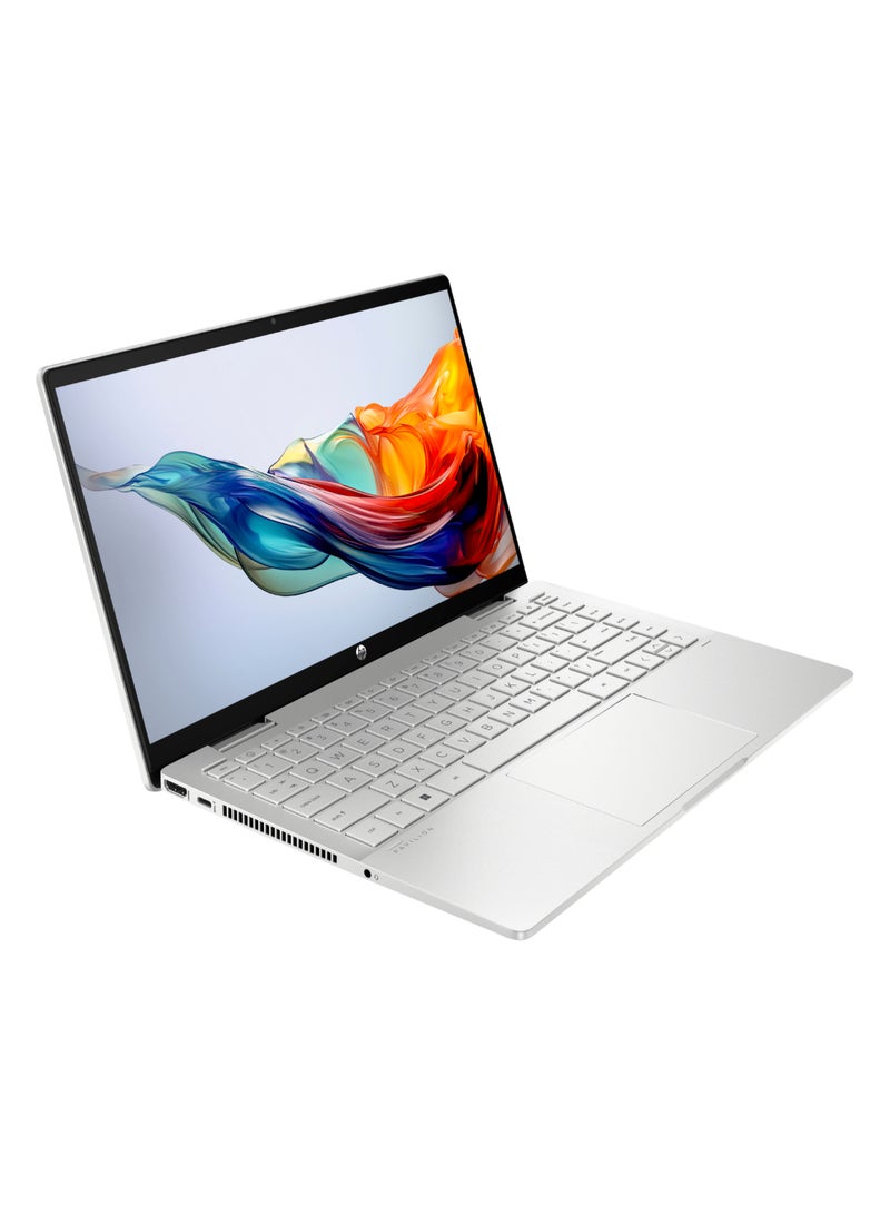 Pavilion 2-in-1 X360 14-EK200 Convertible Laptop 14-Inch FHD Touchscreen Display, Intel Core 5 120U Processor/16GB RAM/1TB PCIe SSD/Intel Iris XE Graphics/Windows 11  Home English/Arabic Natural Silver