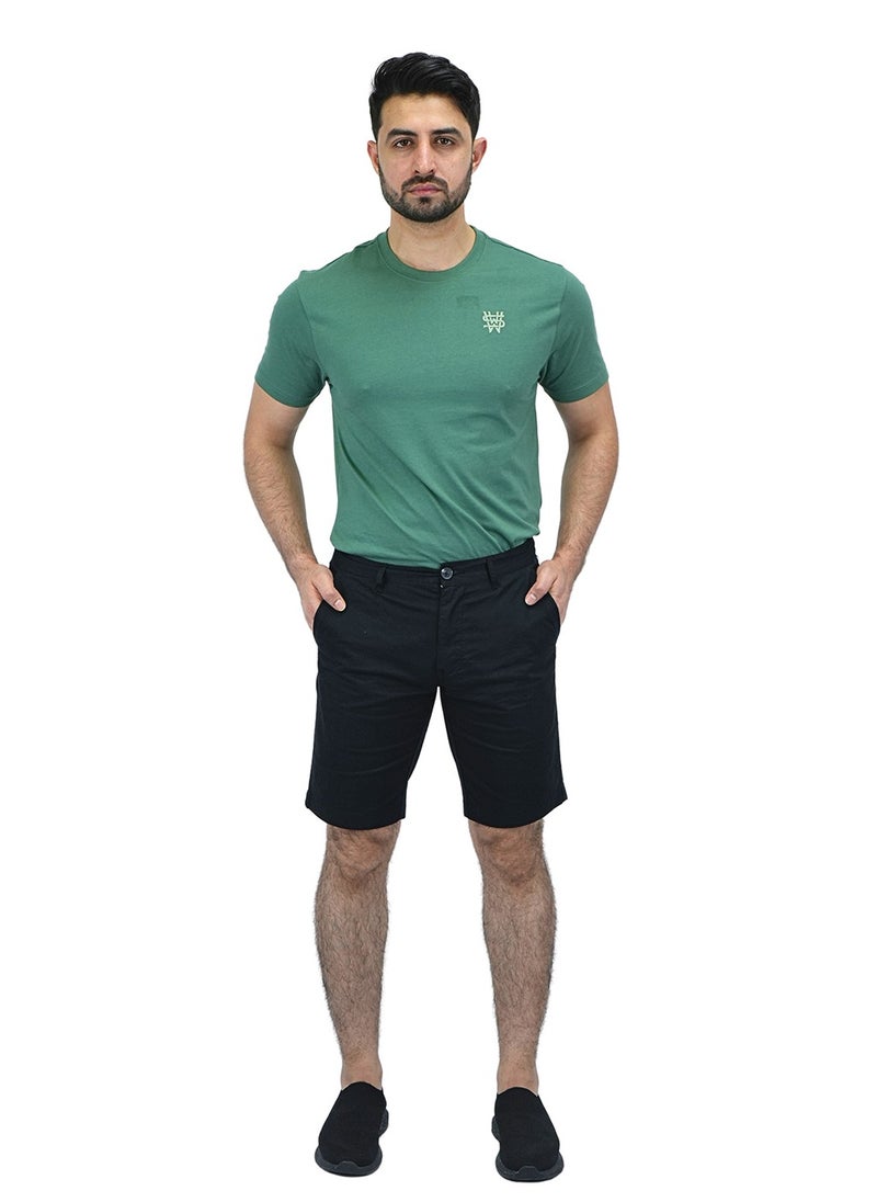 Men's Cotton Elastane Twill Low Rise Slim Fit Bermuda Shorts