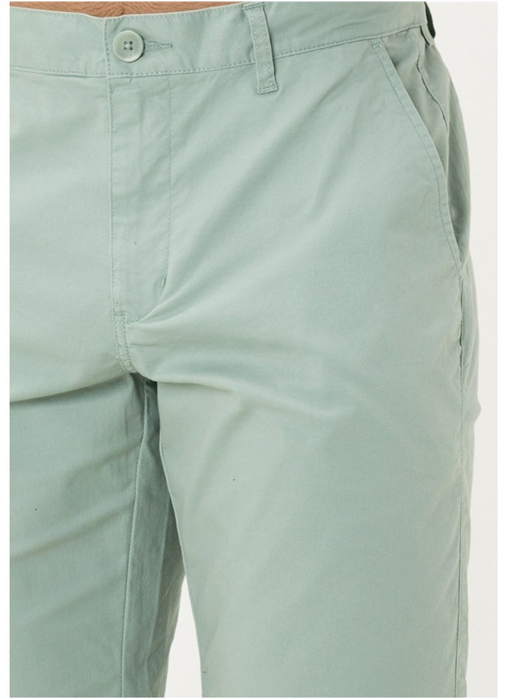 Men's Cotton Elastane Twill Low Rise Slim Fit Bermuda Shorts