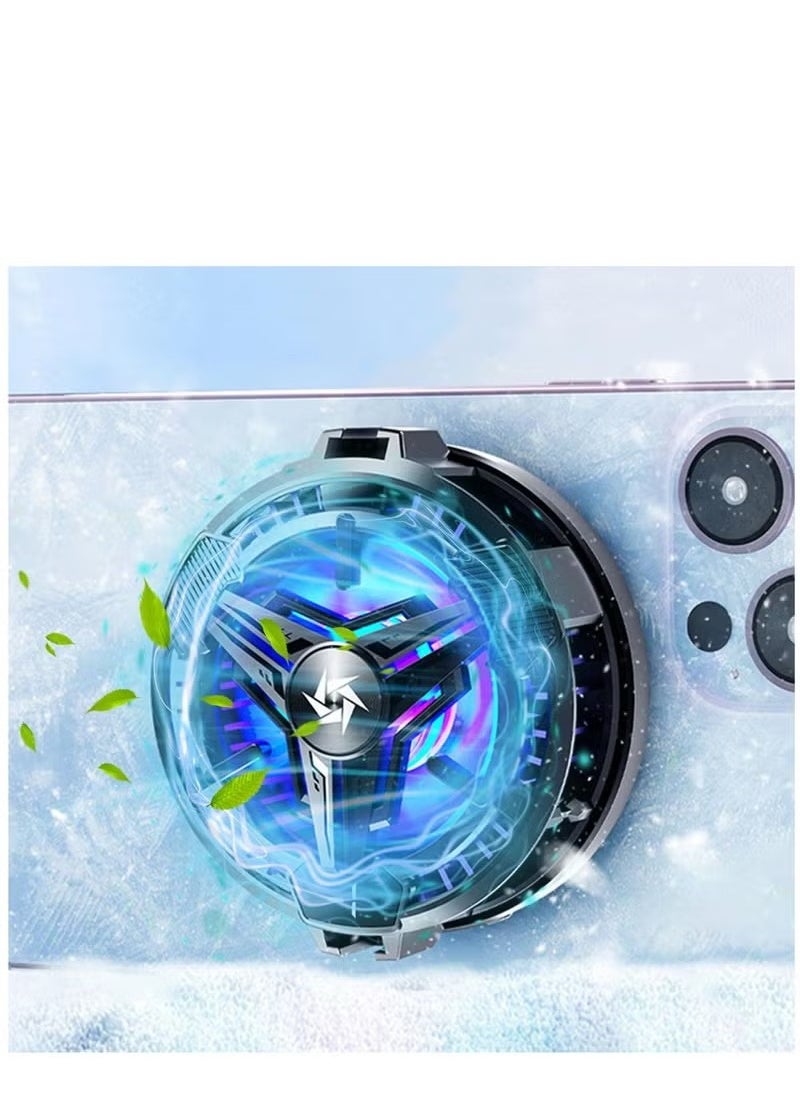 Semiconductor Mobile Cooler for Phone/Switch/Pad/Laptop,Yakiter,Real-time Temperature Display,Color Cycle Cell Phone Cooler Compatible with iPhone/Android Phone/Tablet, Fit for Gaming,Outdoor Vlog