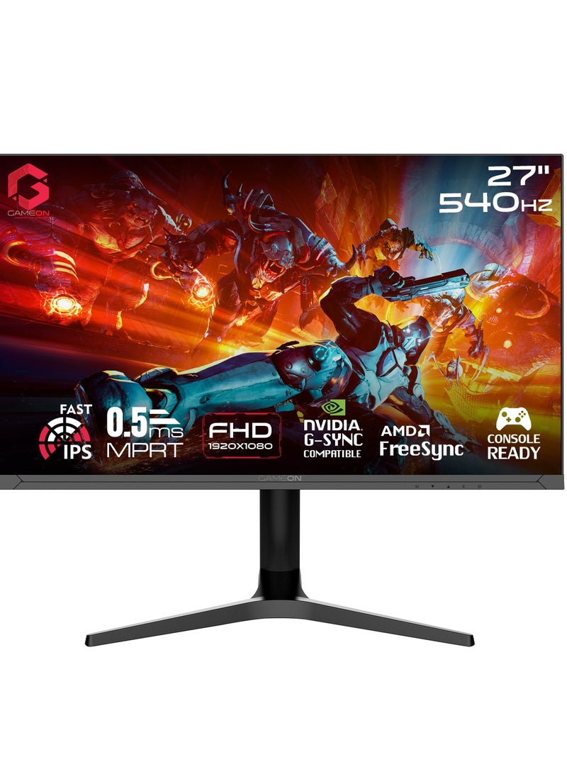 27-Inch Titan Pro X Series Black Gaming Monitor, 1920x1080p FHD Fast IPS Panel, 540Hz, 0.5ms, 2.1 HDMI, Freesync&Gsync, Crosshair assistant, Supports HDR, PS5, VRR GOTX27FHD540IPS Black