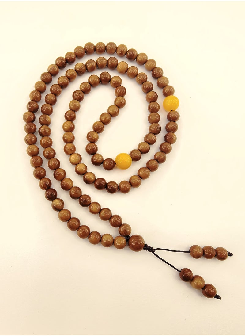 Prayer Beads 100% Natural Kuka Yellow Agate Handmade Tasbih Tasbeeh Zikr 99 6mm Dua Coco de Mer Muslim Islamic Arabic Ramadan Gift Exquisite