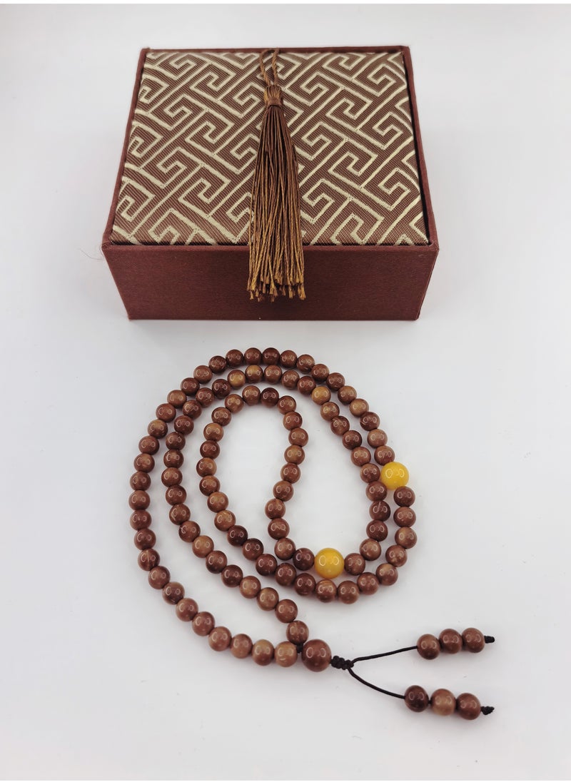 Prayer Beads 100% Natural Kuka Yellow Agate Handmade Tasbih Tasbeeh Zikr 99 6mm Dua Coco de Mer Muslim Islamic Arabic Ramadan Gift Exquisite