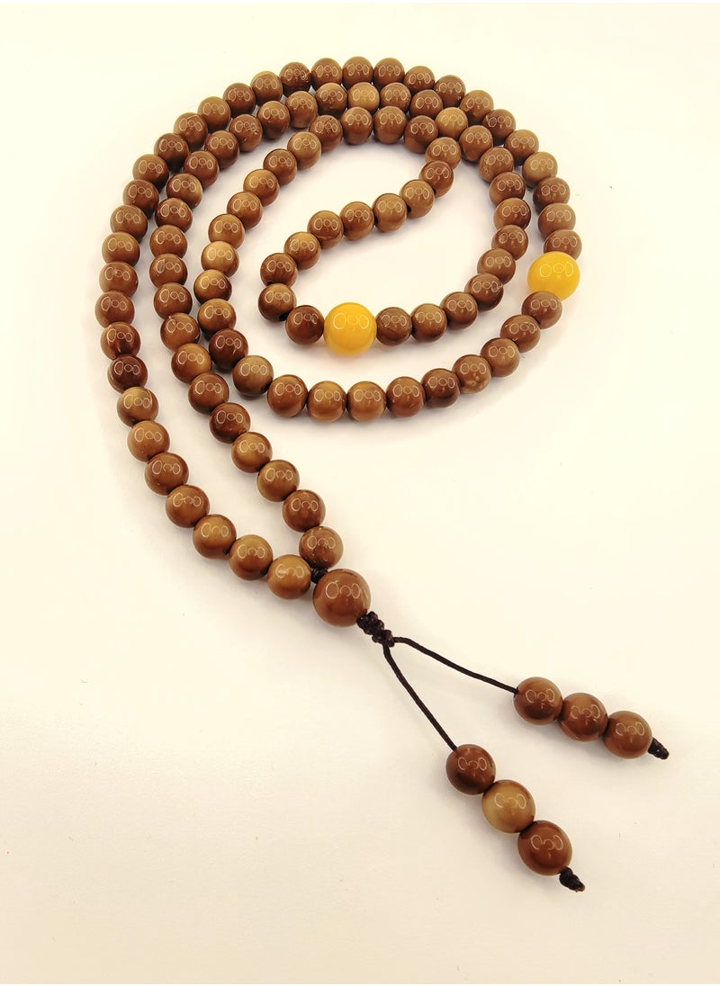 Prayer Beads 100% Natural Kuka Yellow Agate Handmade Tasbih Tasbeeh Zikr 99 6mm Dua Coco de Mer Muslim Islamic Arabic Ramadan Gift Exquisite