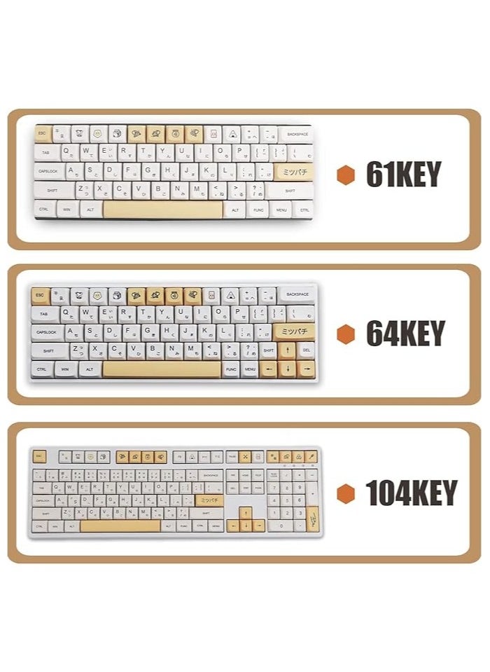 PBT Keycaps 138 Keys XDA Dye Sublimation Key Cap Honey Milk Key Cap Cherry Profile Compatible 61/64/68/75/84/104/108 Keys (Japanese)