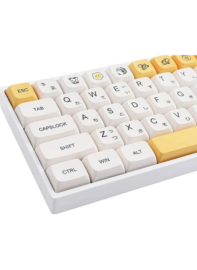 PBT Keycaps 138 Keys XDA Dye Sublimation Key Cap Honey Milk Key Cap Cherry Profile Compatible 61/64/68/75/84/104/108 Keys (Japanese)