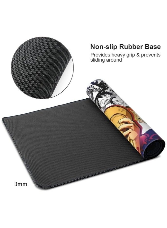 Extended Gaming Mouse Pad with Stitched Edges Durable Non-Slip Natural Rubber Base Waterproof Computer Keyboard Pad Mat For Esports Pros Gamer Desktop Office Anemi 2