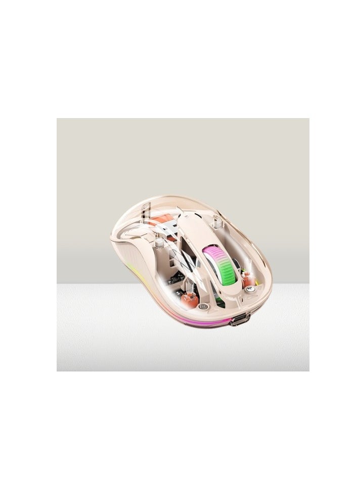 Nexahive Transparent Wireless Mouse M333, Silent Design, Type C Charging Port, USB, 10m Distance, BT5.1, 2.4GHz/BT1/BT2 with two receivers, 5V 500mA,800 DPI/1200 DPI/1600 DPI/2400 DPI, RGB lights