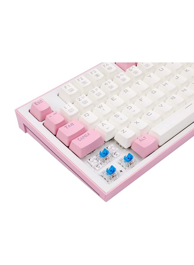 Redragon K623 HADES Dual Color Keys Mechanical Gaming Keyboard Single White LED + RGB Side Edge Backlit 104 Key Wired Computer Keyboard with Blue Switches for Windows PC || (White + Pink)