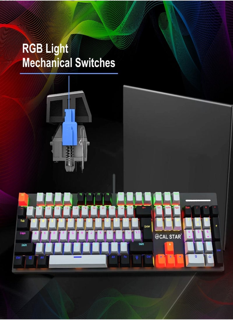 HK-500 RGB Mechanical Gaming Keyboard | 104 Keys, 12 Light Modes, Waterproof Design, Durable Build, USB Connectivity