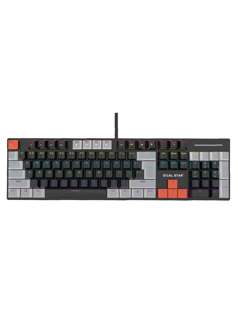 HK-500 RGB Mechanical Gaming Keyboard | 104 Keys, 12 Light Modes, Waterproof Design, Durable Build, USB Connectivity