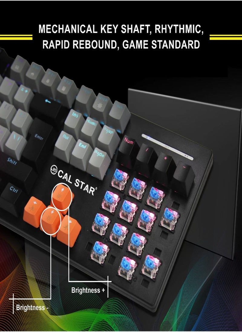 HK-500 RGB Mechanical Gaming Keyboard | 104 Keys, 12 Light Modes, Waterproof Design, Durable Build, USB Connectivity