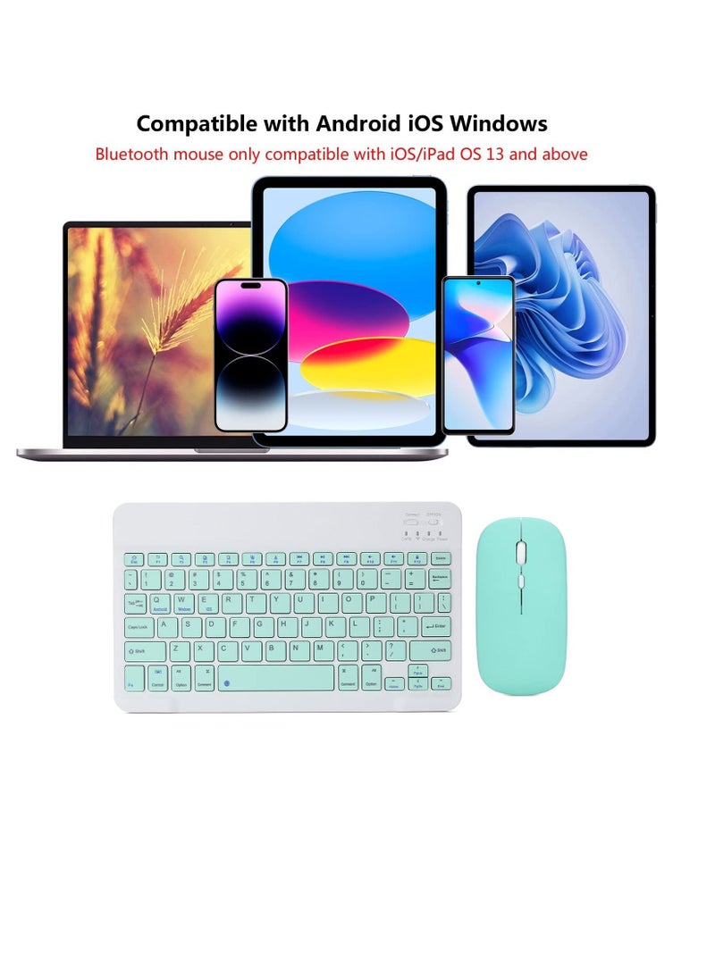 Rechargeable Bluetooth Keyboard And Mouse Combo Ultra-Slim Portable Compact Set For Android Windows Tablet Cell Phone IPhone IPad Pro Air Mini OS IOS 13 And Above Black