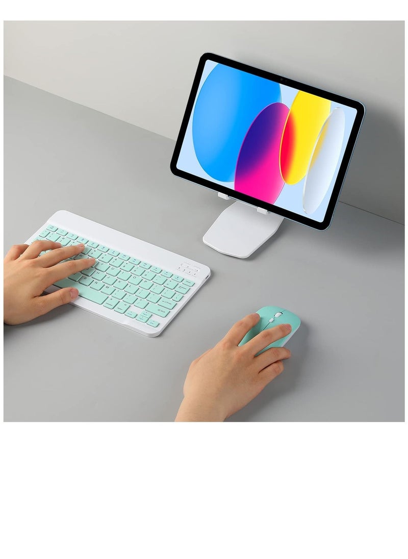 Rechargeable Bluetooth Keyboard And Mouse Combo Ultra-Slim Portable Compact Set For Android Windows Tablet Cell Phone IPhone IPad Pro Air Mini OS IOS 13 And Above Black
