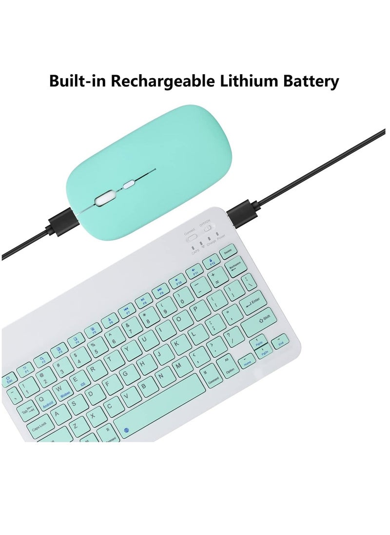 Rechargeable Bluetooth Keyboard And Mouse Combo Ultra-Slim Portable Compact Set For Android Windows Tablet Cell Phone IPhone IPad Pro Air Mini OS IOS 13 And Above Black