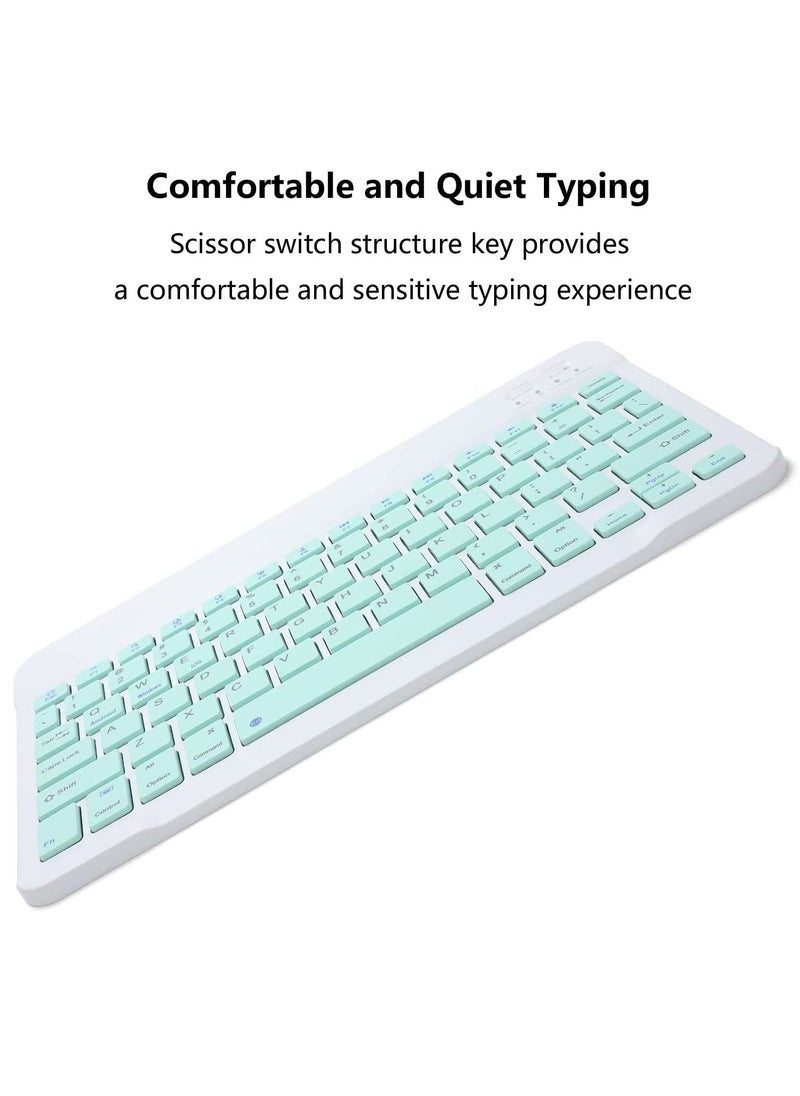 Rechargeable Bluetooth Keyboard And Mouse Combo Ultra-Slim Portable Compact Set For Android Windows Tablet Cell Phone IPhone IPad Pro Air Mini OS IOS 13 And Above green