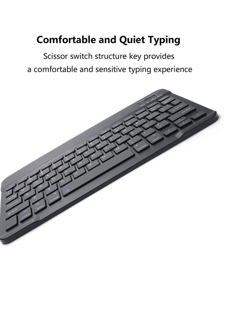 Rechargeable Bluetooth Keyboard And Mouse Combo Ultra-Slim Portable Compact Set For Android Windows Tablet Cell Phone IPhone IPad Pro Air Mini OS IOS 13 And Above Black