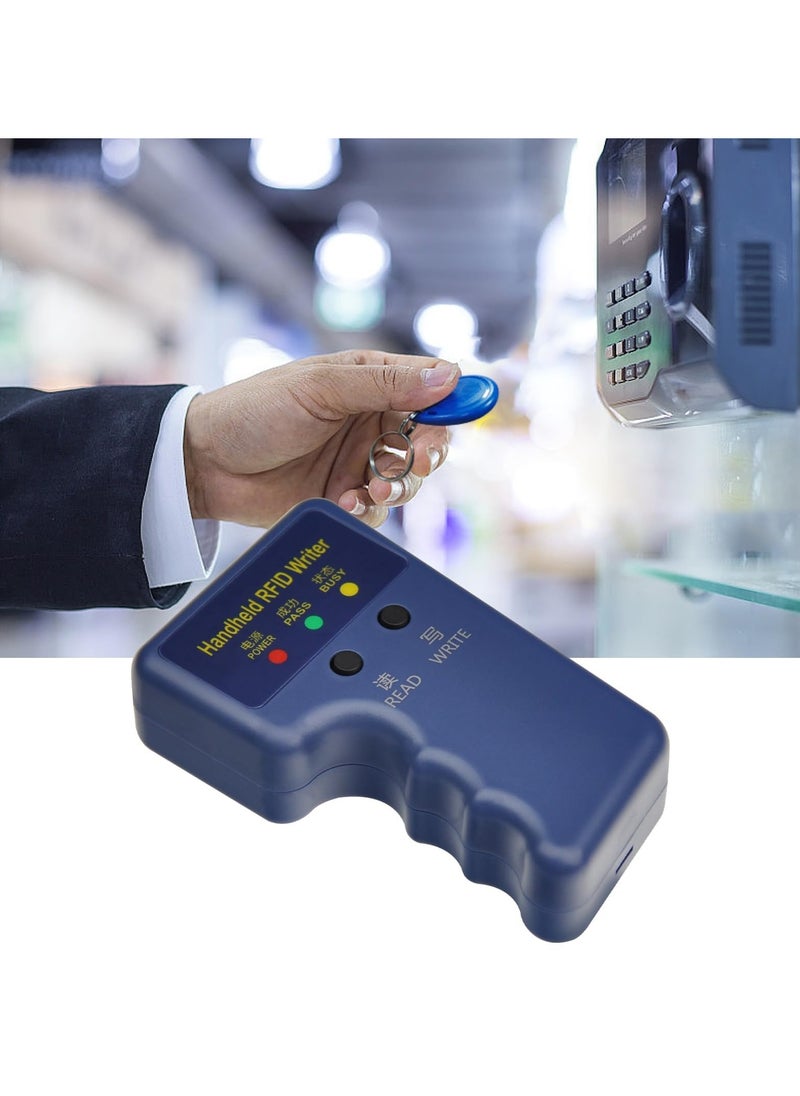 Professional Handheld RFID 125KHz ID Card, Portable Duplicator, Copier Reader Duplicator for Contactless 125KHz ID HID AWID Cards for Access Control System with 5 Key Fobs