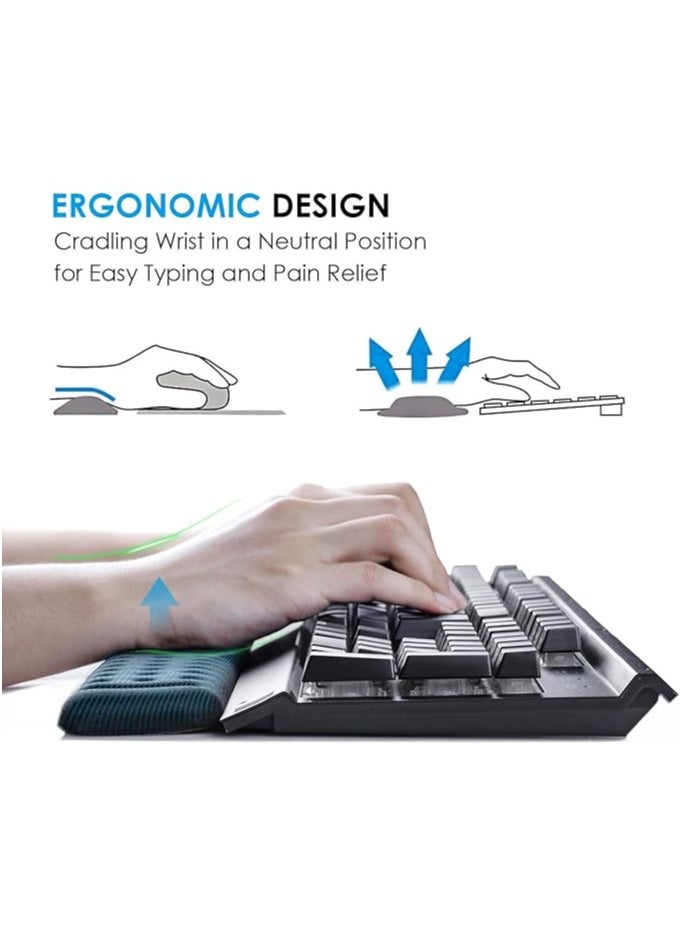 Wrist Rest Pad Set, Ergonomic Mouse Pad with Wrist Rest, Mouse Pad and Keyboard Wrist Rest with Non-slip PU Base, Memory Foam Wrist Rest Provides for Comfortable Typing and Wrist Pain Relief