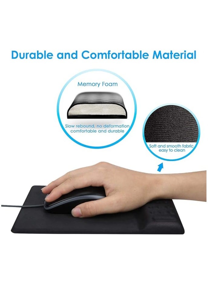 Wrist Rest Pad Set, Ergonomic Mouse Pad with Wrist Rest, Mouse Pad and Keyboard Wrist Rest with Non-slip PU Base, Memory Foam Wrist Rest Provides for Comfortable Typing and Wrist Pain Relief