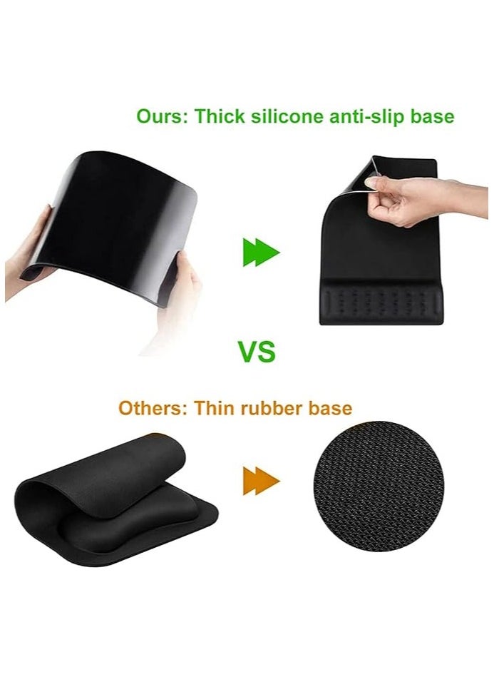 Wrist Rest Pad Set, Ergonomic Mouse Pad with Wrist Rest, Mouse Pad and Keyboard Wrist Rest with Non-slip PU Base, Memory Foam Wrist Rest Provides for Comfortable Typing and Wrist Pain Relief