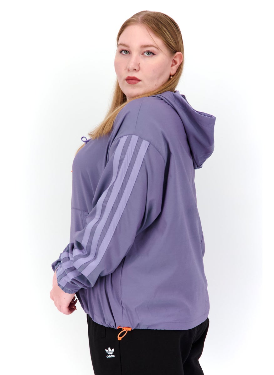 Women Plus Size Fit Hooded Long Sleeve Running Hoodies, Lavender