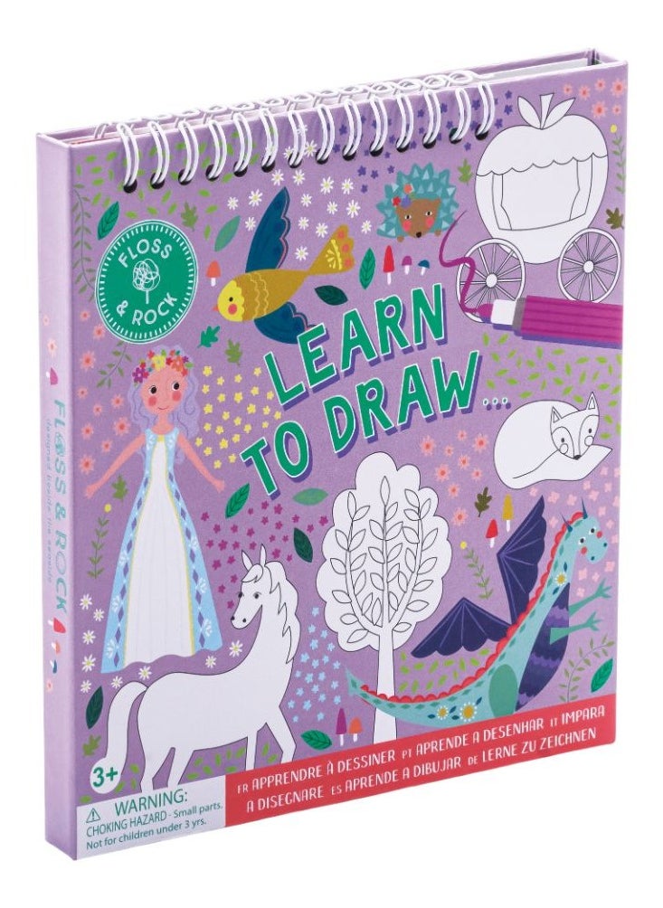 Floss & Rock Fairy Tale Learn to Draw - Creative Art Kit for Kids includes 8 step-by-step cards, 3 Dry Wipe Colored Pens, and A Dry Wipe Board