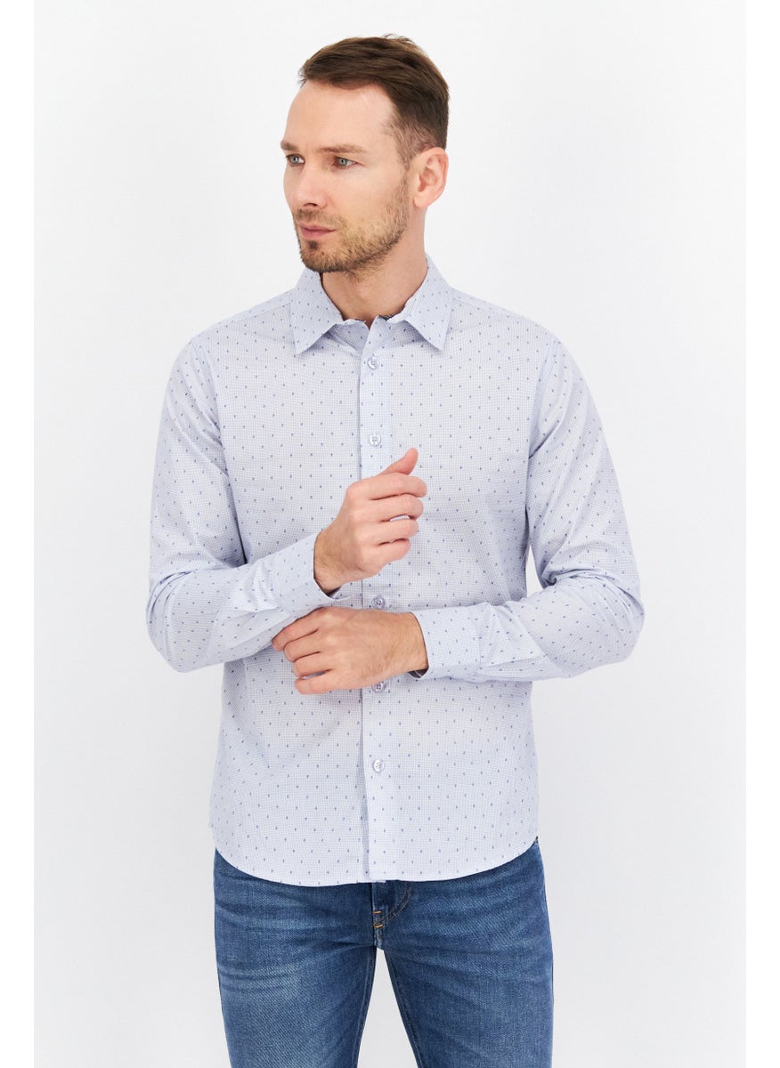 Men Regular Fit Allover Print Casual Shirt, Light Blue