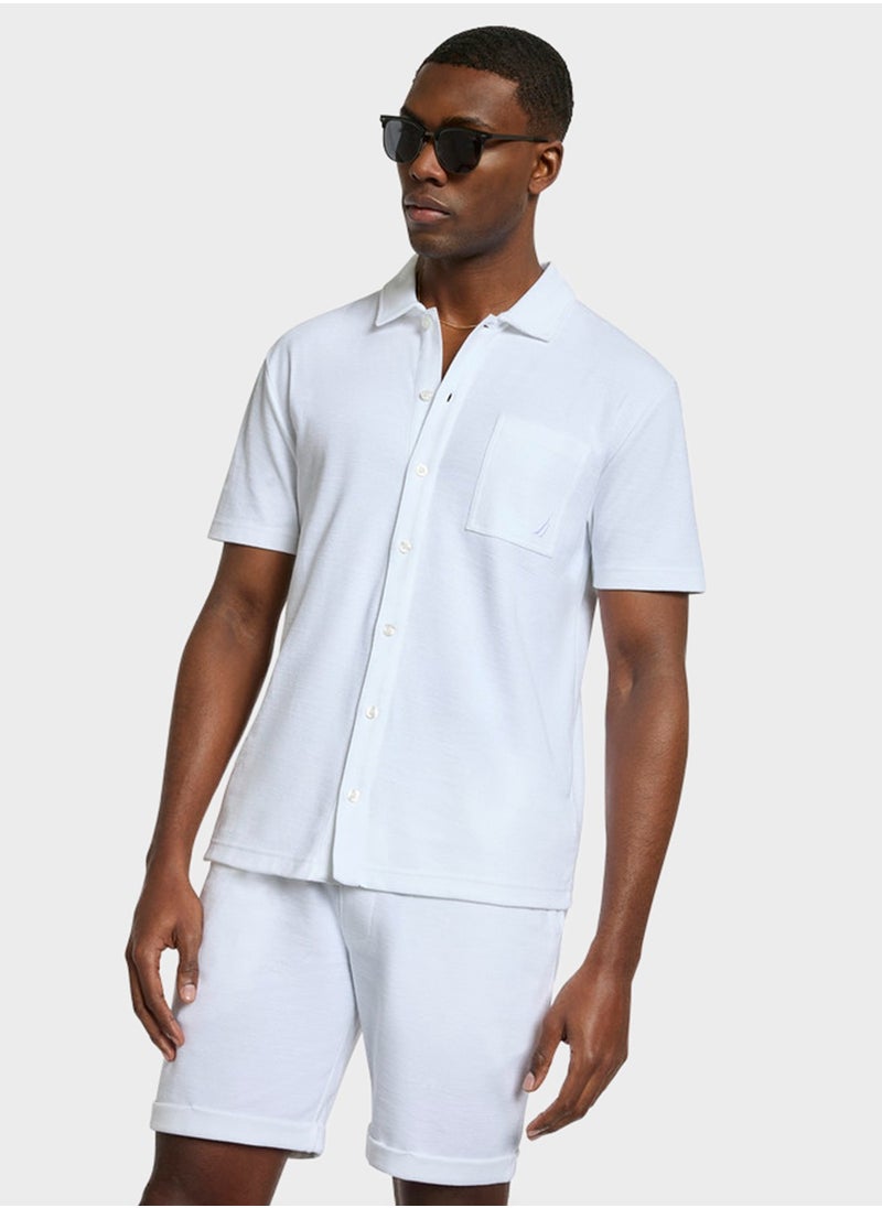 Men's White Button-Up Shirt for Smart Casual Style – Cotton Classic Breathable Wear All-Day Fit