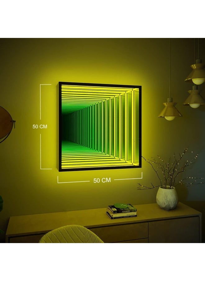 Besty Home Portal Infinity Mirror Wall Night Light Decor Magic Mirror Smart Led Wall Lamp Rgb Wifi Mobile App Smart Life Alexa (Square, 50 Cm)