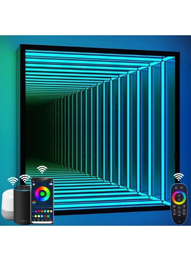 Besty Home Portal Infinity Mirror Wall Night Light Decor Magic Mirror Smart Led Wall Lamp Rgb Wifi Mobile App Smart Life Alexa (Square, 50 Cm)