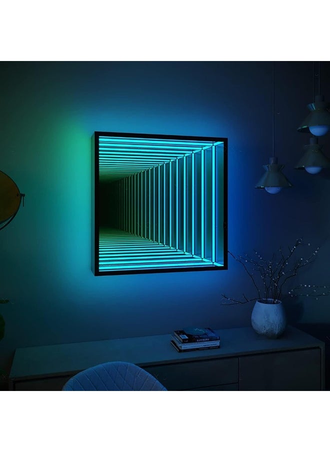 Besty Home Portal Infinity Mirror Wall Night Light Decor Magic Mirror Smart Led Wall Lamp Rgb Wifi Mobile App Smart Life Alexa (Square, 50 Cm)