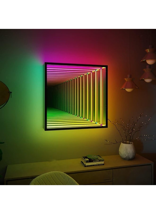 Besty Home Portal Infinity Mirror Wall Night Light Decor Magic Mirror Smart Led Wall Lamp Rgb Wifi Mobile App Smart Life Alexa (Square, 50 Cm)