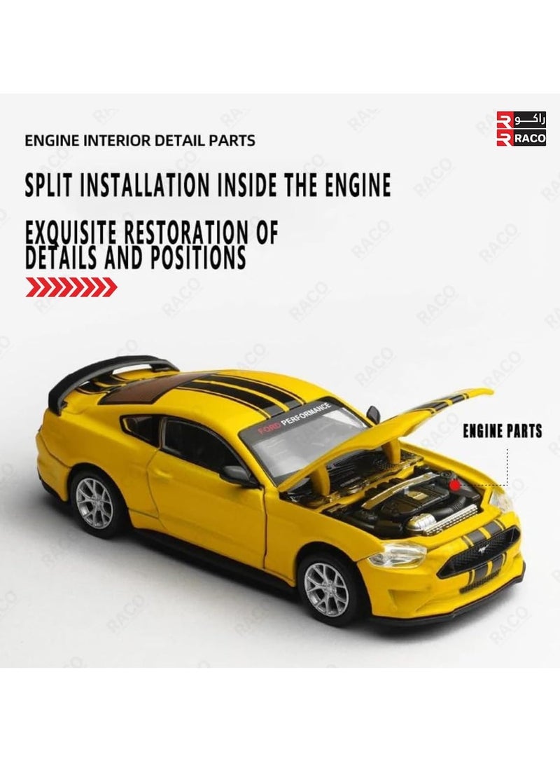 RACO Ford Mustang GT DIY - Yellow | Die-Cast Replica, Ultimate Collector's Item, Muscle Cars DIY Opening Doors | Toy Car, Make Your Own Race Car with Replacement Parts | Size - 1:42