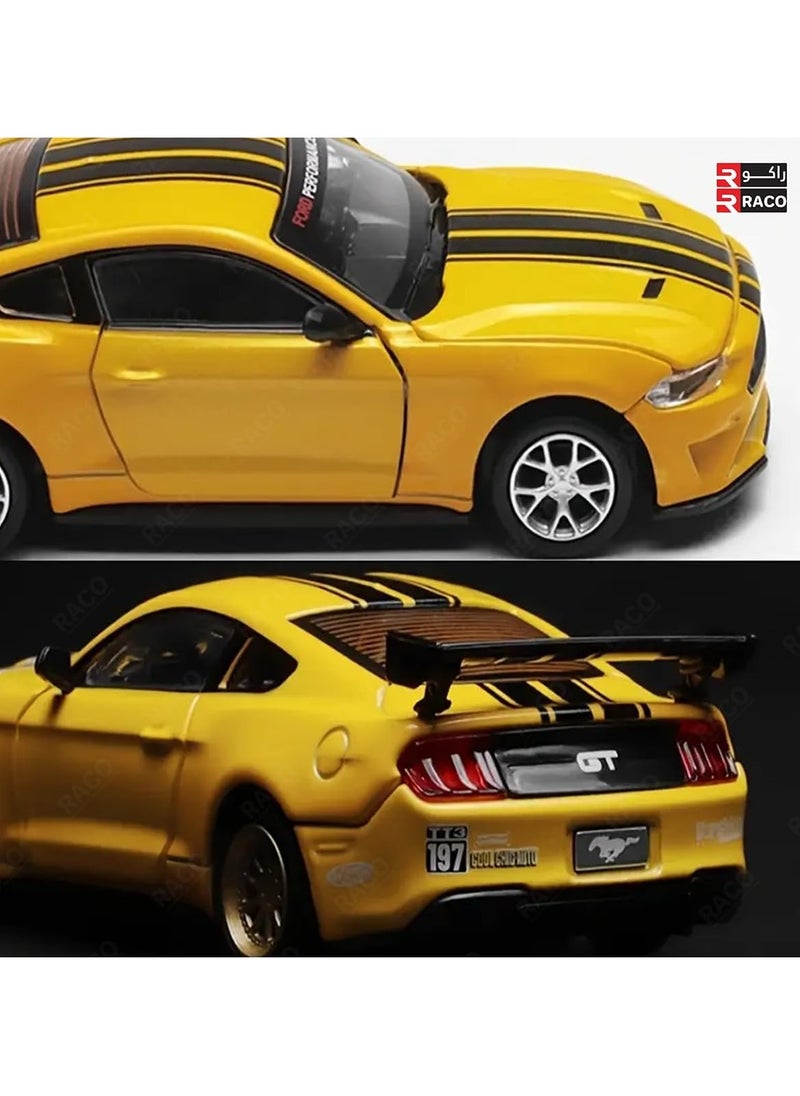 RACO Ford Mustang GT DIY - Yellow | Die-Cast Replica, Ultimate Collector's Item, Muscle Cars DIY Opening Doors | Toy Car, Make Your Own Race Car with Replacement Parts | Size - 1:42