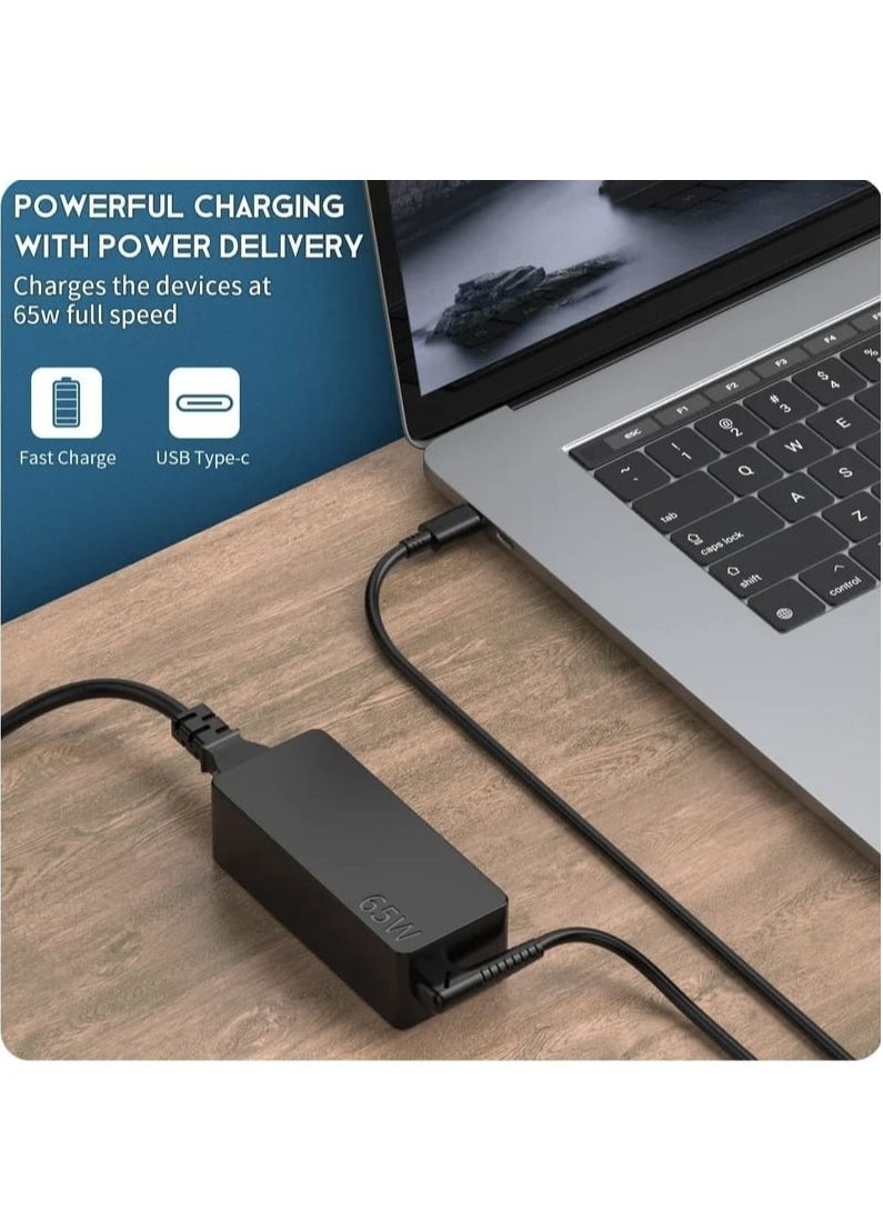 65W 45W USB C Charger for Lenovo ThinkPad Yoga HP Chromebook Power Supply for Dell Latitude XPS Huawei Laptop PC Type C Charger Adapter for MacBook