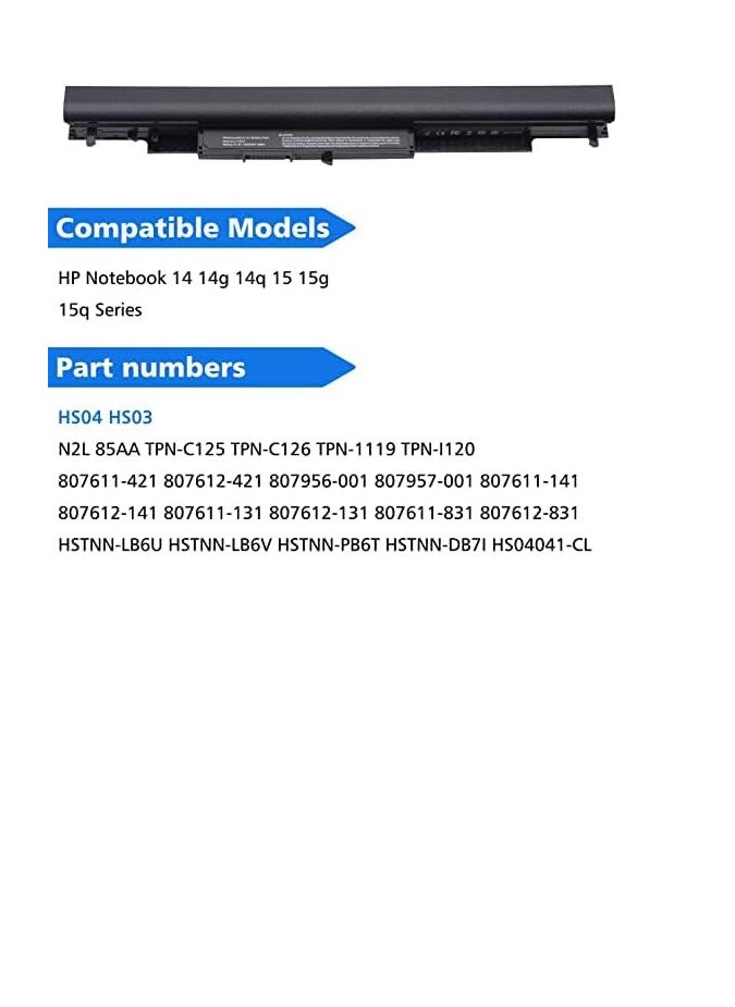 HS04 Battery for HP HS04 HS03 807956-001 807957-001 807611-421 15-AY039WM TPN-I119 HSTNN-LB6U 15-AC121DX 15-AY009DX 15-AF131DX 15-AY041WM 250 G5