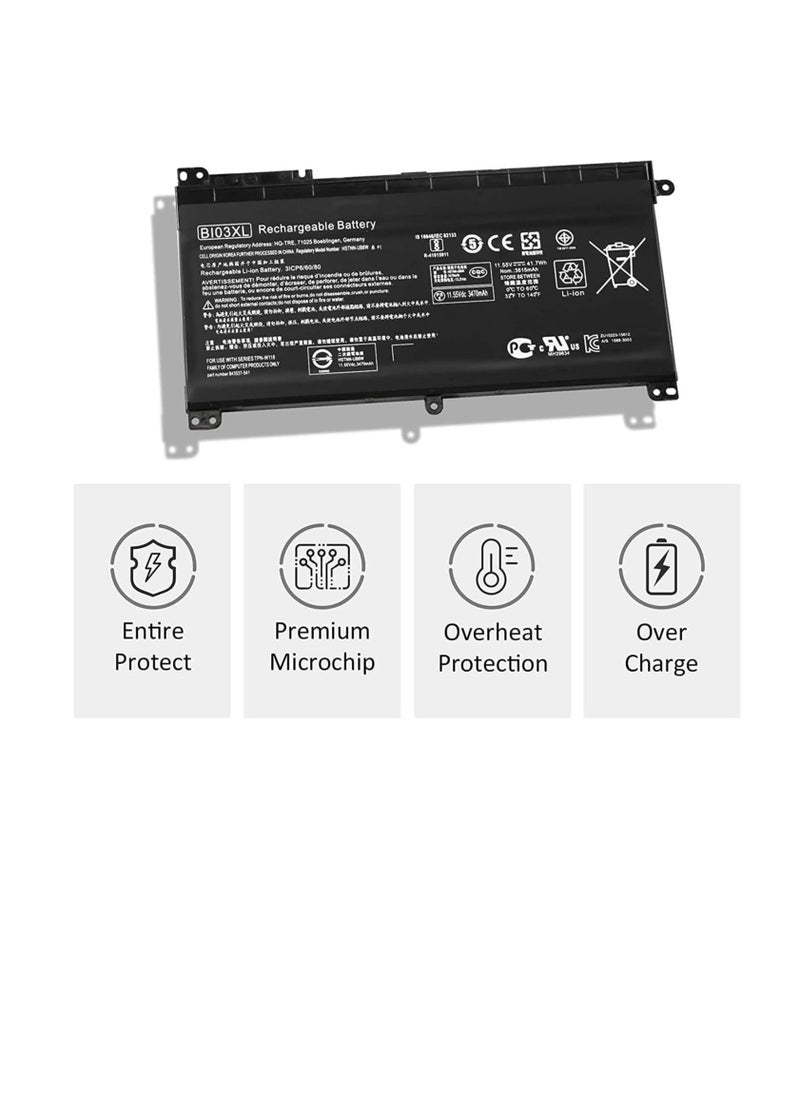 New (BI03XL ON03XL) Battery for HP Stream 14-CB 14-AX 14-DS:14-CB185NR CB171WM 14-DS0010DS 14-DS0035NR DS0036NR 14-AX010WM AX020WM AX030WM 14-AX040WM;843537-541 844203-850 Series